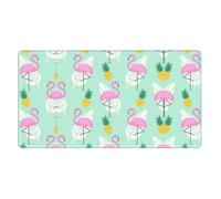 Pink Flamingo Pineapplesprinting Desk Mat Ideal for Large Mouse Pad, Horizontal Oversized Rubber Mouse Pad 16x29.5in,Office