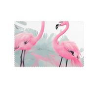 Pink Flamingo Placemats, Set Of 6, Heat Resistant, #Non-Slip, 12 X 18 Inch, Washable.