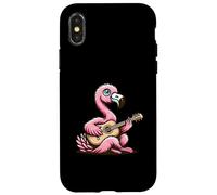 Pink Flamingo Playing Acoustic Guitar Tropical Music Case for iPhone X/XS