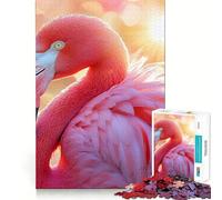 Pink Flamingo Portrait with Bokeh Background 1000 Pieces Jigsaw Puzzles for Adults Mind Puzzle Soft Relax Image Assembly Santa Wish Item (38x52cm)