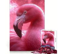 Pink Flamingo Portrait with Smoky Background Jigsaw Puzzles for Adults 1000 Pieces Clear Logic Toy Quiet Hobby Perfect Cut Stylish Gift (38x26cm)