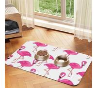 pink flamingo print Cats Pet Bowl Placemat Pet Feeding Mats for Dogs, Non-Slip PU Leather Tablecloth for Pets