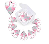 Pink Flamingo Print Guitar Picks 12 Pack Guitar Plectrums with Storage Box Bass Picks For Acoustic Guitar Bass Electric Ukulele Includes 0.46mm, 0.71mm, 0.96mm
