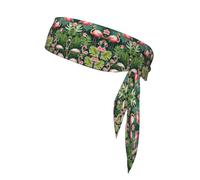 Pink Flamingo Print Head Tie Headbands Athletic Sweatbands for Men Women Head Tie Sport Bandana for Yoga Gym