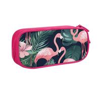 Pink Flamingo Print Pencil Pouch Storage Cosmetics Art Tools Supplies Students Teachers Versatile Use