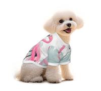 Pink Flamingo Print Pure Cotton Pet T-Shirt, Dogs & Cats Comfy Tee Vest, for Small Medium Summer Winter Clothes