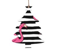 Pink Flamingo Printed Christmas Tree Shape Xmas Ornaments 1 Pcs, Christmas wooden pendant Hanging for Xmas Tree Home Indoor Outdoor Decor