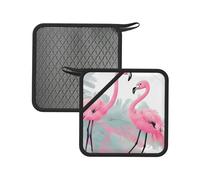 Pink Flamingo Printed Square Silicone Hot Mat (7.1 inches) - Suitable for Frying Pans, Ovens, Grills, Kitchen Tables