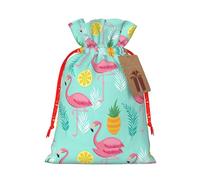 Pink Flamingo Printing 4.7x6.9 In Christmas Bag With Drawstring,Ideal For Adults To Wrap Gifts For Christmas Halloween