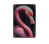 Pink Flamingo Retro Poster Metal Tin Sign Chic Art Retro Iron Painting Bar People Cave Cafe Family Garage Poster Wall Decoration 8x12inch(20x30cm)