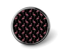 Pink-Flamingo Round Pin Brooch Enamel Lapel Badges Jewelry Decor for Backpack Hats