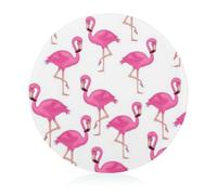 Pink Flamingo Round Tempered Glass Chopping Board, 7.9 Inch Non-Slip Worktop Saver, Heat & Scratch Resistant Easy Clean Cutting Board for Home Kitchen Food Prep and Camping