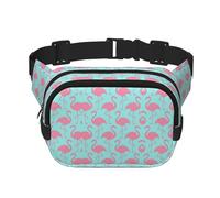 Pink Flamingo Square Double Layer Waist Bag Belt Fanny Pack Purse with Adjustable Strap, Running, Travel, Hiking