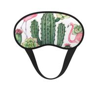 Pink Flamingo Succulent Plants Print Adjustable Eye Cover for Sleeping, Comfortable, Pressure-Free and Breathable Sleeping Masks