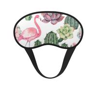 Pink Flamingo Succulent Plants Print Sleep Eye Mask Light Blocking Soft and Comfortable Night Eye Blinder for Women Men for Sleeping Travel Night Shift