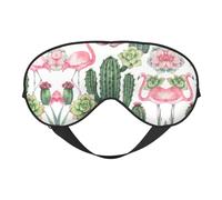 Pink Flamingo Succulent Plants Print Sleep Mask Eye Masks Blindfold Eye Cover Eyeshade for Night Sleeping Travel Airplane Ues