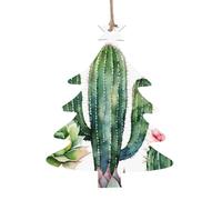 Pink Flamingo Succulent Plants Printed Christmas Tree Shape Xmas Ornaments 1 Pcs, Christmas wooden pendant Hanging for Xmas Tree Home Indoor Outdoor Decor