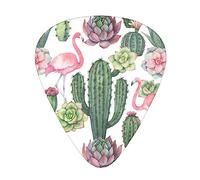 Pink Flamingo Succulent Plants Printed Guitar Picks,12 Pack Personalized Guitar Picks For Bass Acoustic Guitar Electric Guitar Includes 0.46mm/0.71mm/ 0.96mm