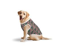 Pink Flamingo Succulent Plantsprint Large Pets Vest Travel Breathable Soft Sleeveless Tank Top Lightweight T-Shirt