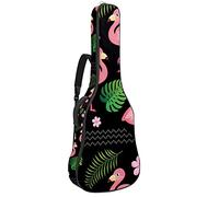 Pink Flamingo Summer Palm Leaves Guitar Gig Bag Guitar Backpack with Adjustable Shoulder Strap Guitar Case for Under 42 Inch Bass Classical Folk Guitar