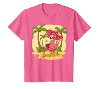 Pink Flamingo Summer Vibes Beach Palm Tree Summer Vacation T-Shirt