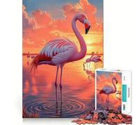 Pink Flamingo Sunset Adult Jigsaw Puzzle1000 Pieces Brain Teaser Mental Relax Pattern Assembly Santa Wish Item (50x75cm)