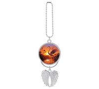 Pink Flamingo Sunset Car Pendant，Cute and Cool Creative New Car Accessories，Nostalgic Retro Auto Rear View Hanging Decoration，for Both Men and Women