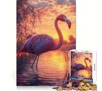 Pink Flamingo Sunset for Adults 1000 Piece Jigsaw Puzzle Mind Exercise Toy Family Joy Precision Cut Lovely Gift (50x75cm)