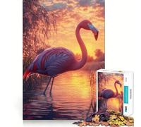 Pink Flamingo Sunset for Adults 1000 Piece Jigsaw Puzzle Mind Exercise Toy Family Joy Precision Cut Lovely Gift (50x75cm)