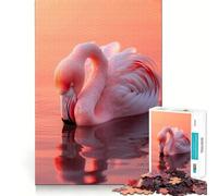 Pink Flamingo Sunset Jigsaw Puzzle 1000 Piece for Teenagers Logic Train Toy Light Relax Smooth Cut Wall Art Decor (38x52cm)