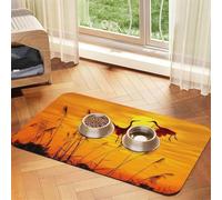 Pink Flamingo Sunset Print Pet Feeding Mat For Dogs & Cats Absorbent Waterproof Dog Food Mat Non-Slip Pet Bowl Placemat Quick Dry Floor Protector Leather Tablecloth