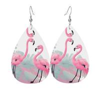 Pink Flamingo Teardrop-shaped leather earrings are a luxurious and fashionable accessory suitable for women, showcasing individual charm.