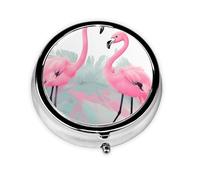 Pink Flamingo This Small, Round, Three-Compartment Travel Pill Box is Perfect for Storing Daily medications, Vitamins, and on-The-go.