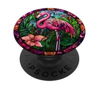 Pink Flamingo Tropical Art PopSockets Adhesive PopGrip