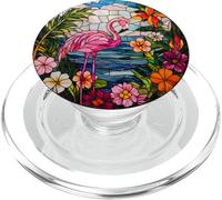 Pink Flamingo Tropical Round Artwork PopSockets PopGrip for MagSafe