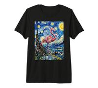 Pink Flamingo Van Gogh Starry Night Painting Premium T-Shirt