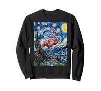 Pink Flamingo van Gogh Starry Night Painting Sweatshirt