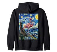 Pink Flamingo van Gogh Starry Night Painting Zip Hoodie