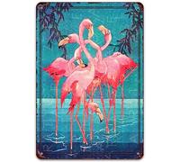 Pink Flamingo Vintage Metal Sign Flamingos Play In The Water Funny Tin Signs Flamingo Wall Decor For For Home Kitchen Bathroom Beach Garden Wall Decor Art Gifts 20x30cm
