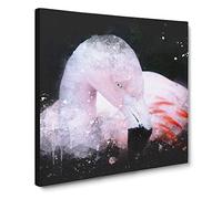 Pink Flamingo Vol.1 Paint Splash Modern Canvas Wall Art Print Ready to Hang, Framed Picture for Living Room Bedroom Home Office Décor, 14x14 Inch (35x35 cm)