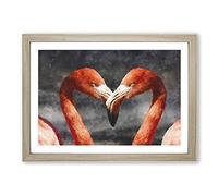 Pink Flamingo Vol.3 Painting Framed Print | A2 Oak Framed Wall Art | Ready to Hang | Modern Animal Picture | Living Room Bedroom Lounge Office