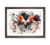 Pink Flamingo Vol.3 Watercolour Modern Framed Wall Art Print, Ready to Hang Picture for Living Room Bedroom Home Office Décor, Walnut A4 (34 x 25 cm)
