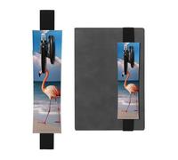 Pink Flamingo Walking On The Beach Elastic Band Pen Holder Detachable Pu Leather Pen Sleeve Pouch Journal Pencil Holder Pencil Case Office Supplies Gift For Hardcover Journals Notebooks Planners