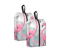 Pink Flamingo Water Resistant Travel Shoe Bag with Handle for Suitcase Sneakers Boots Gym 2PCS