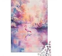 Pink Flamingo Watercolor 1000 Pc Thick Cardboard Jigsaw Puzzle Bundle Family Lovers Stress Relief 70x50cm/1000pcs