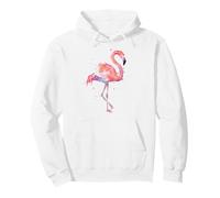 Pink Flamingo Watercolor Bird Tropical Beach Artwork Pullover Hoodie