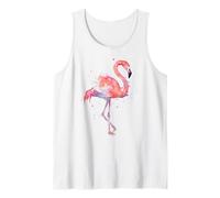 Pink Flamingo Watercolor Bird Tropical Beach Artwork Tank Top