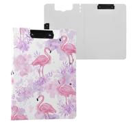 Pink Flamingo Watercolor Clipboard a4 Clip Board Foldover Document Folder Files for Paperwork with Clips Lightweight Plastic