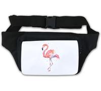 Pink Flamingo Watercolor Graphic Waist Bag Fanny Pack White