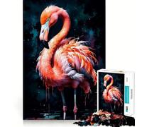Pink Flamingo Watercolor Jigsaw Puzzles 1000 Pieces for Adults Logic Sense Toy Leisure Time Smooth Edge Seasonal Gift (38x26cm)